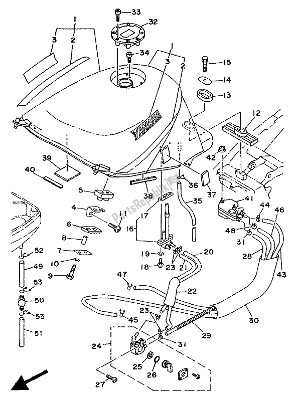 Todas las partes para Depósito De Combustible de Yamaha TDM 850 1992