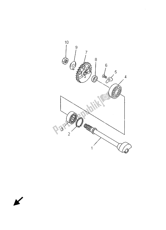 All parts for the Counter Shaft of the Yamaha TZ 250 2001