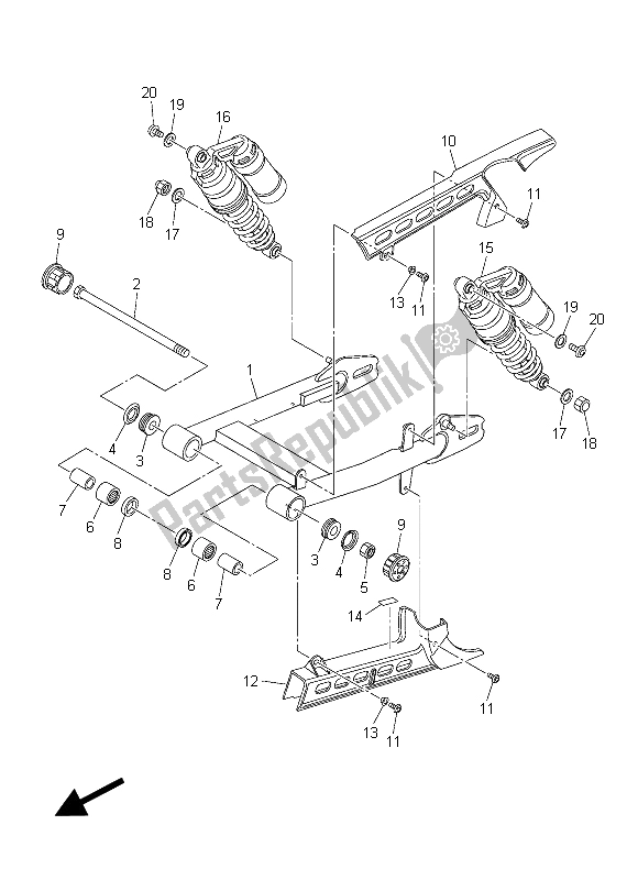 Tutte le parti per il Braccio Posteriore E Sospensione del Yamaha XVS 950 CR 2015