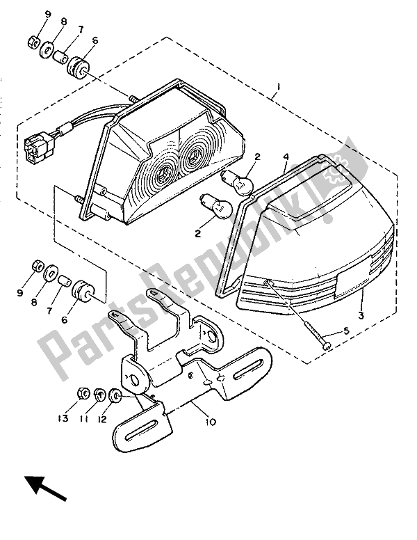 Tutte le parti per il Fanale Posteriore del Yamaha XJ 600 1989