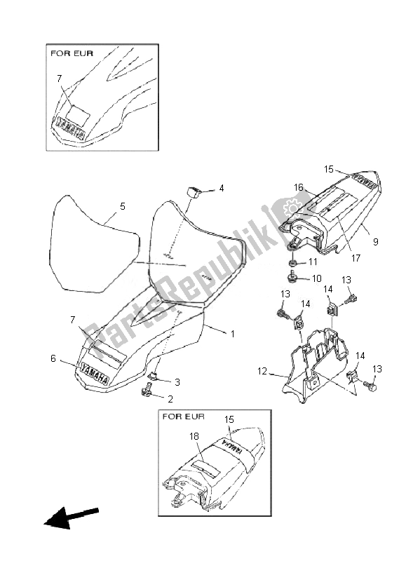 All parts for the Fender of the Yamaha TT R 50E 2010