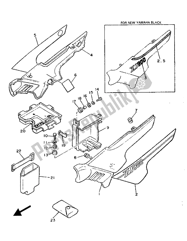 Toutes les pièces pour le Couvercle Latéral Et Réservoir D'huile du Yamaha XJ 900F 1987