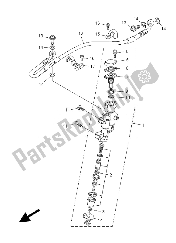 Todas las partes para Cilindro Maestro Trasero de Yamaha YZ 125 2013