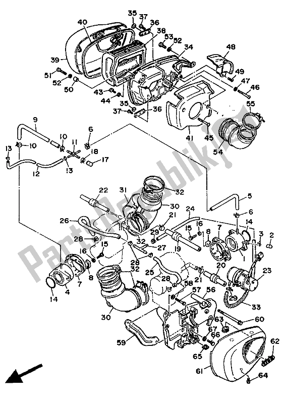 Toutes les pièces pour le Admission du Yamaha XV 1100 Virago 1991