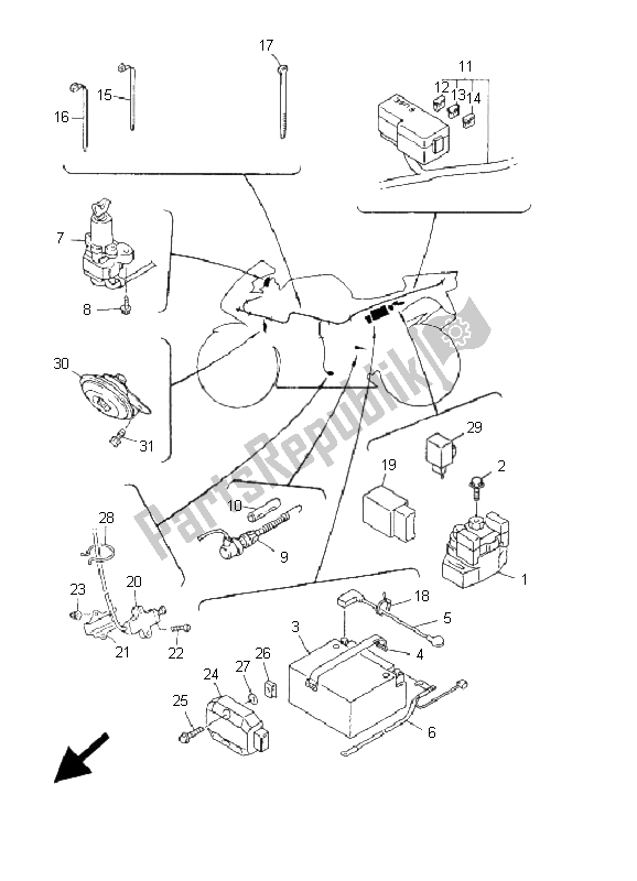 Tutte le parti per il Elettrico 2 del Yamaha YZF R6 600 2001