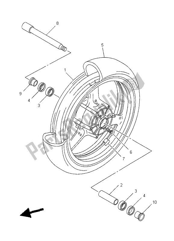 Tutte le parti per il Ruota Anteriore del Yamaha XJR 1300 2007