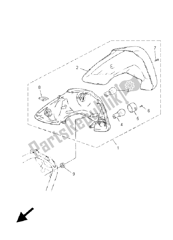 All parts for the Taillight of the Yamaha CS 50 RR LC JOG 2008