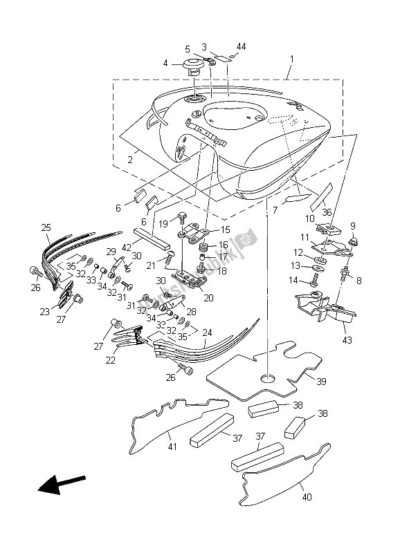 All parts for the Fuel Tank of the Yamaha XV 1900A Midnight Star 2006