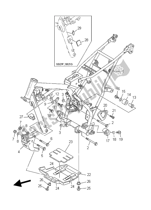 All parts for the Frame of the Yamaha TT R 125E SW LW 2006