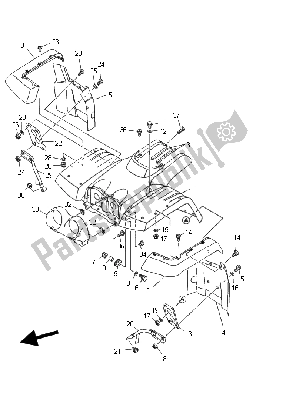 Todas las partes para Guardabarros Delantero de Yamaha YFM 400 FP BIG Bear PRO 2004