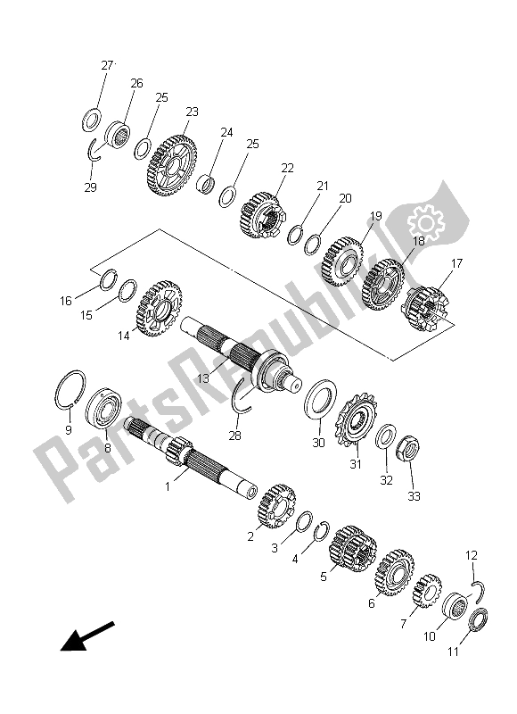 All parts for the Transmission of the Yamaha YZF R3A 300 2015