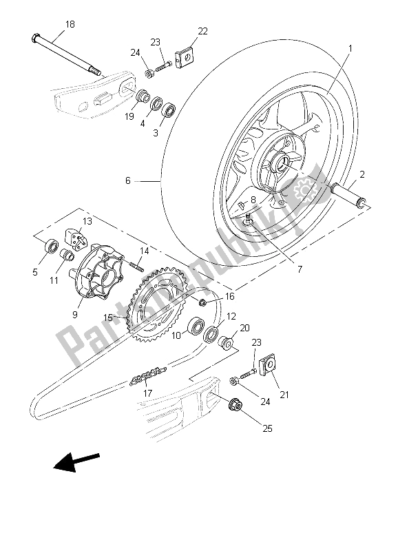 Tutte le parti per il Ruota Posteriore del Yamaha MT 03 25 KW 660 2006