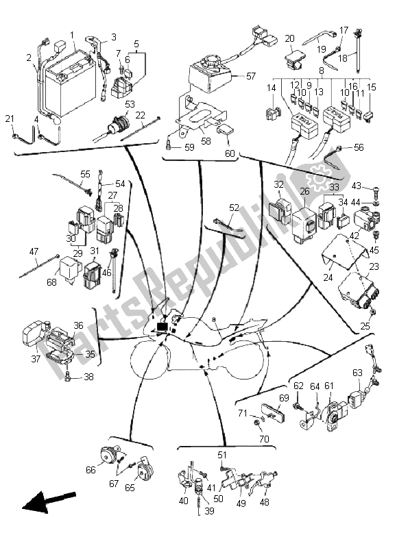 Tutte le parti per il Elettrico 2 del Yamaha FJR 1300 AS 2010