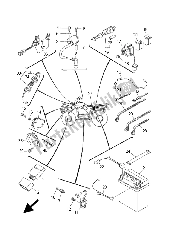 All parts for the Electrical 1 of the Yamaha YFM 125 Grizzly 2008