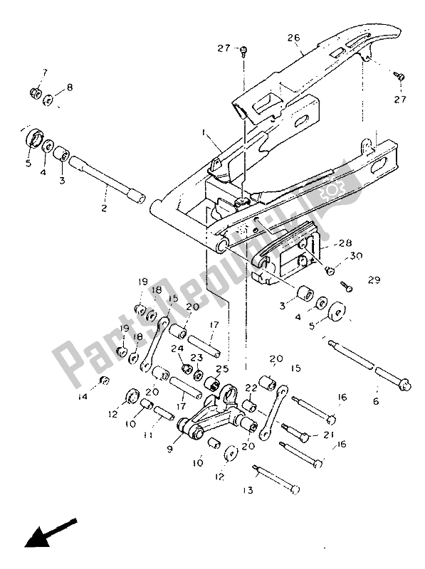 Toutes les pièces pour le Bras Arrière du Yamaha FJ 1200 1991