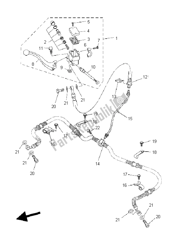 Tutte le parti per il Pompa Freno Anteriore del Yamaha YFM 350 FA Bruin 4X4 2006