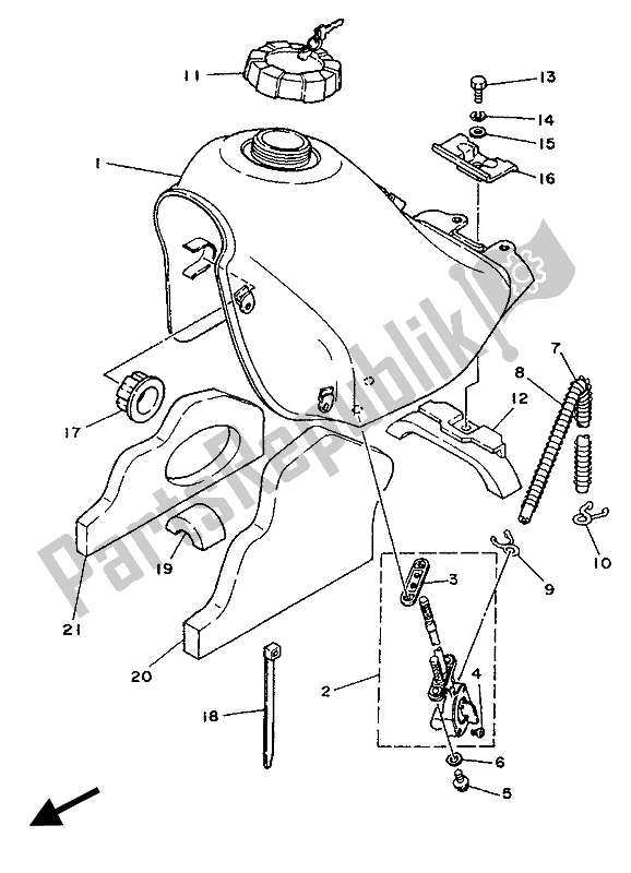 Alle onderdelen voor de Benzinetank van de Yamaha DT 125E 1989