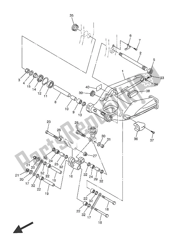 All parts for the Rear Arm of the Yamaha FJR 1300A 2016