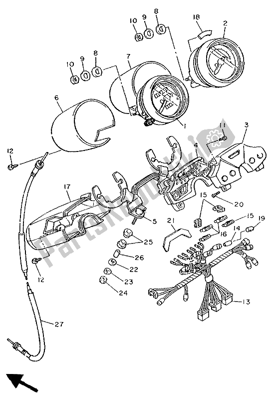 Toutes les pièces pour le Mètre du Yamaha XV 1100 Virago 1994