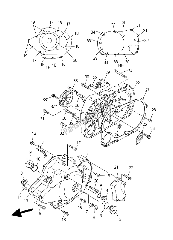 All parts for the Crankcase Cover 1 of the Yamaha XVS 1100A Dragstar Classic 2006