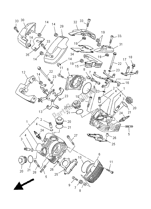 All parts for the Cylinder Head of the Yamaha XVS 125 Dragstar 2000