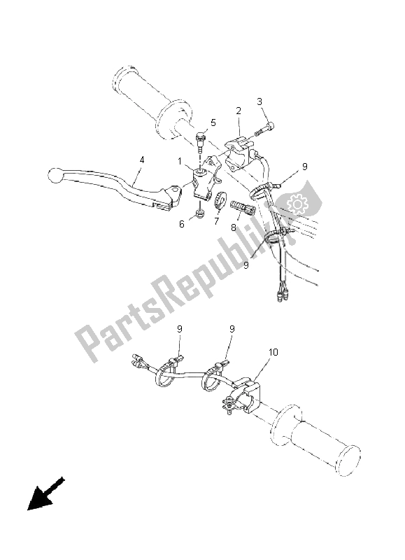 All parts for the Handle Switch & Lever of the Yamaha TT R 90E 2005