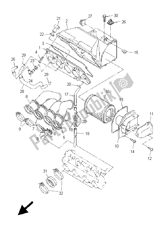 Toutes les pièces pour le Admission du Yamaha FJR 1300 AS 2008