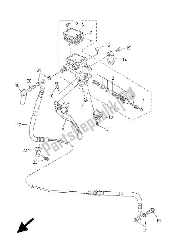 Todas as partes de Cilindro Mestre Dianteiro 2 do Yamaha FJR 1300A 2008