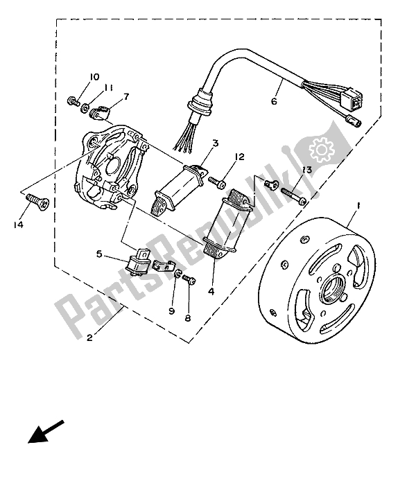 Tutte le parti per il Generatore del Yamaha PW 50 1988