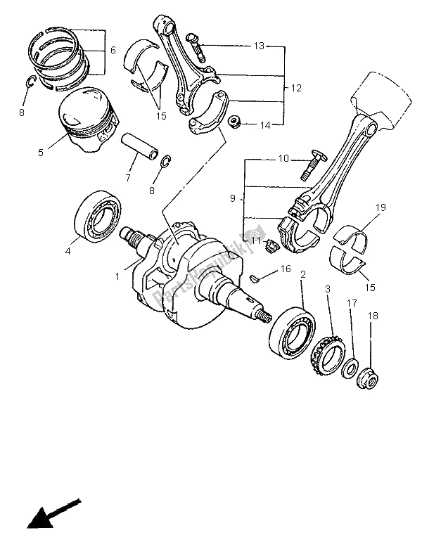 Tutte le parti per il Albero Motore E Pistone del Yamaha XV 1100 Virago 1995