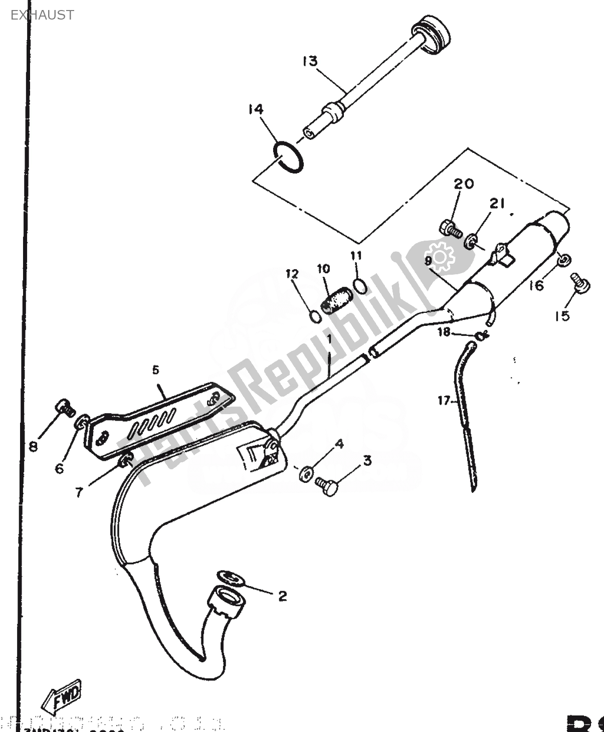 All parts for the Exhaust of the Yamaha DT 50 1989