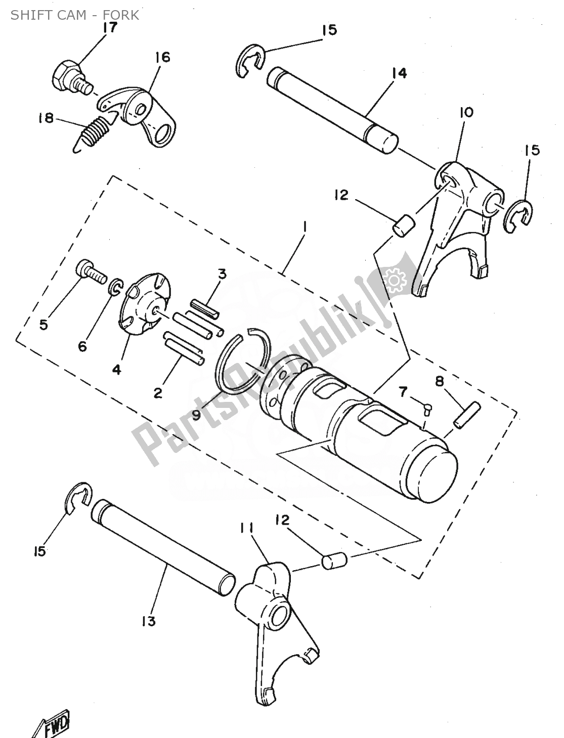 Toutes les pièces pour le Came De Changement De Vitesse - Fourche du Yamaha FS1 1980