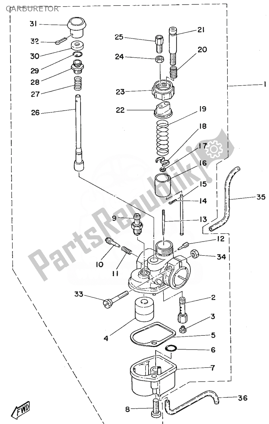 Todas las partes para Carburador de Yamaha FS1 1979