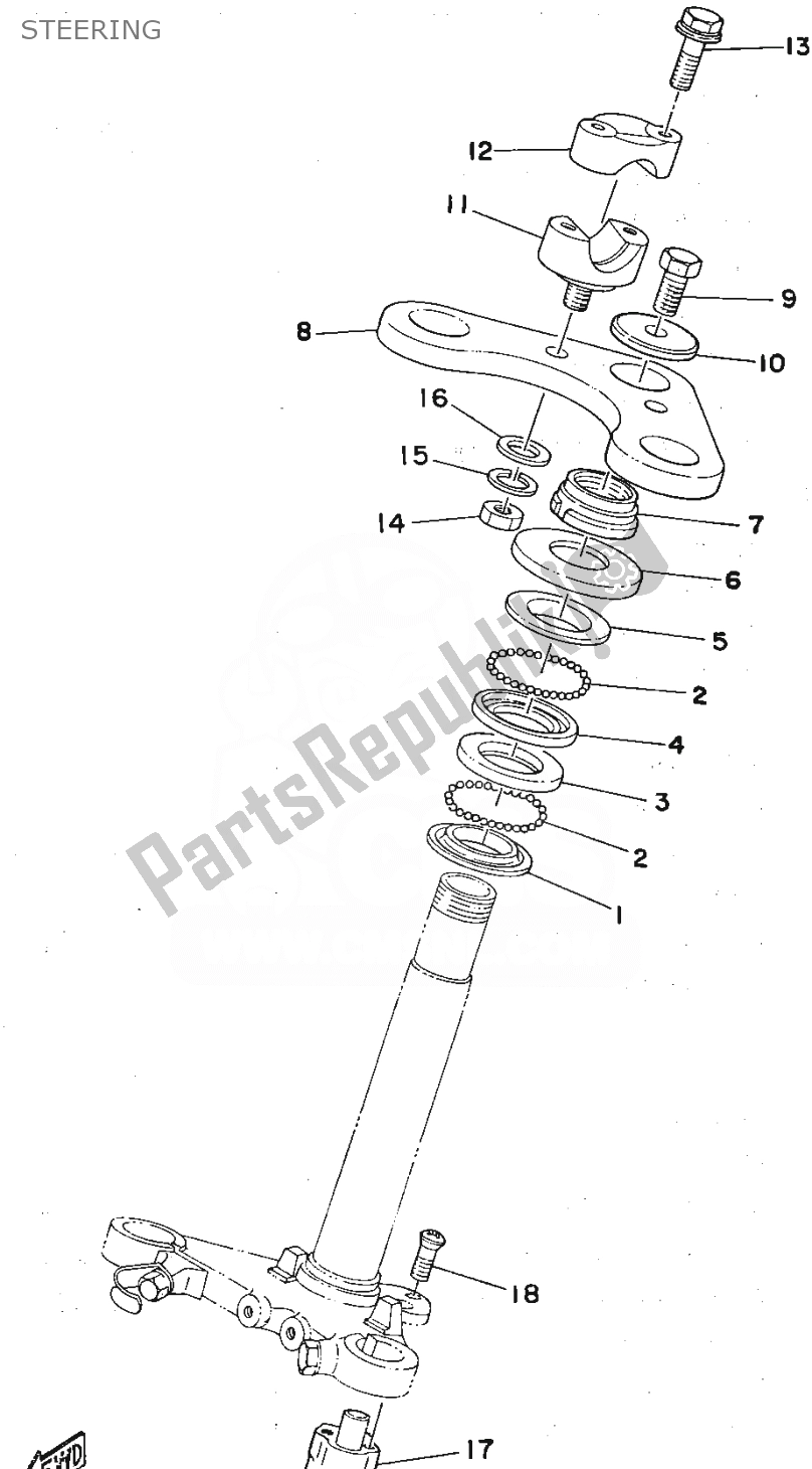 All parts for the Steering of the Yamaha FS1 1979