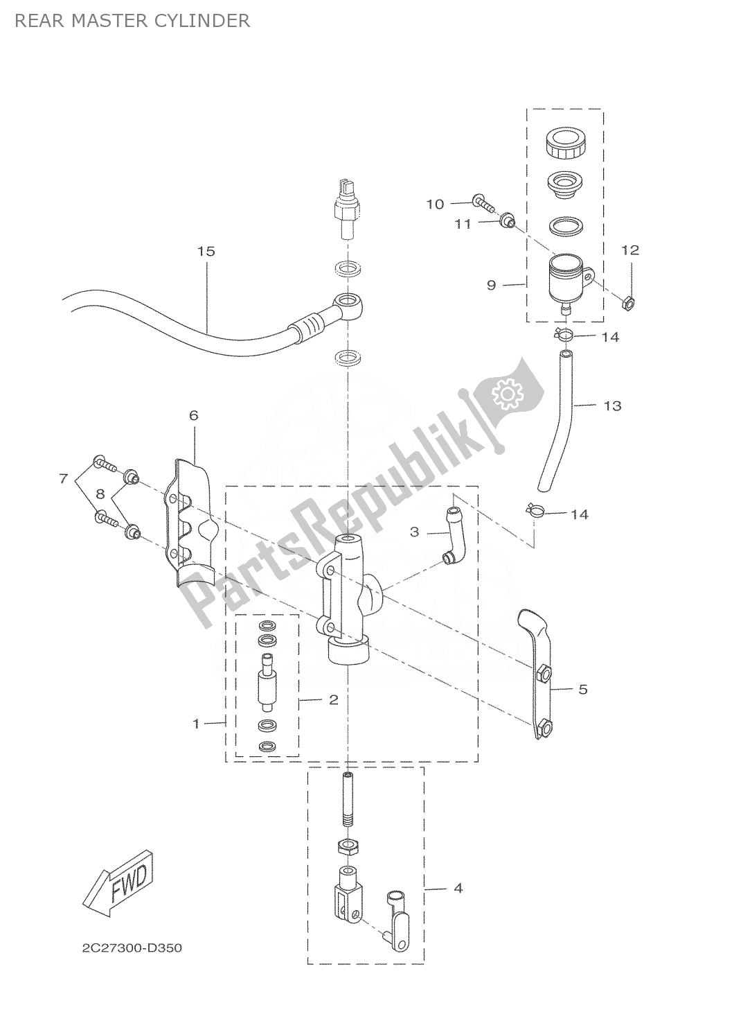 All parts for the Rear Master Cylinder of the Yamaha DT 50 2004