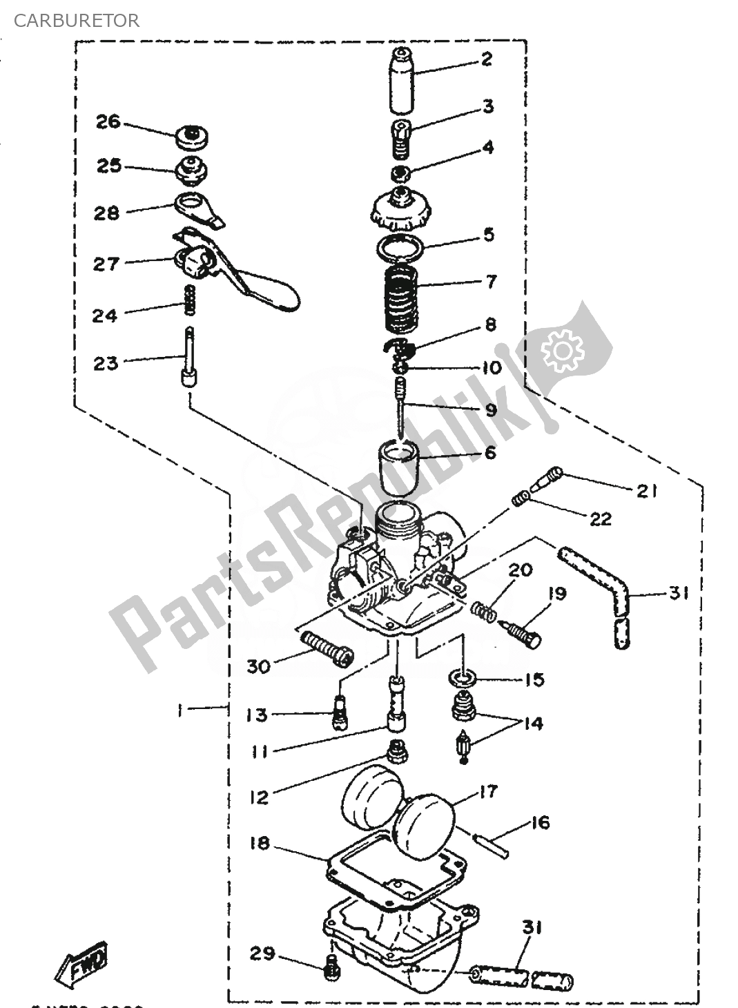 Toutes les pièces pour le Carburateur du Yamaha DT 50 1992