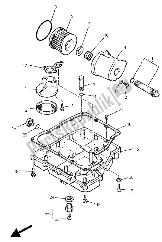 All parts for the Oil Cleaner of the Yamaha XJR 1200 1996