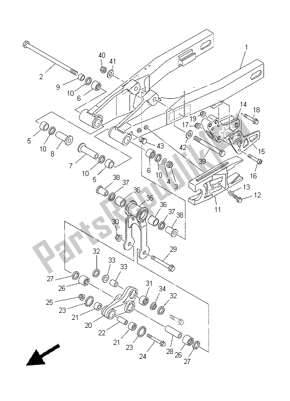 Tutte le parti per il Braccio Posteriore del Yamaha YZ 85 LW 2014