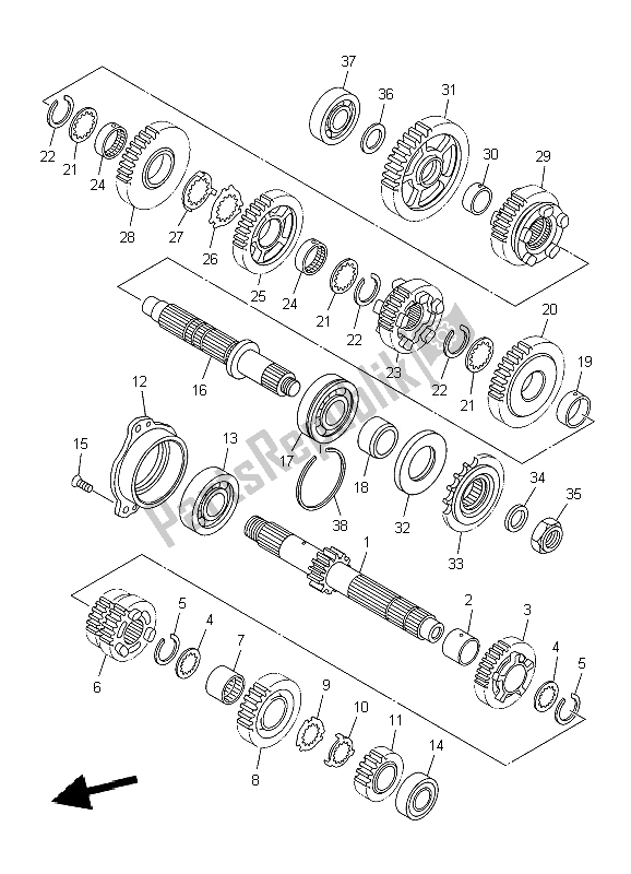 All parts for the Transmission of the Yamaha XJ6 SY 600 2009