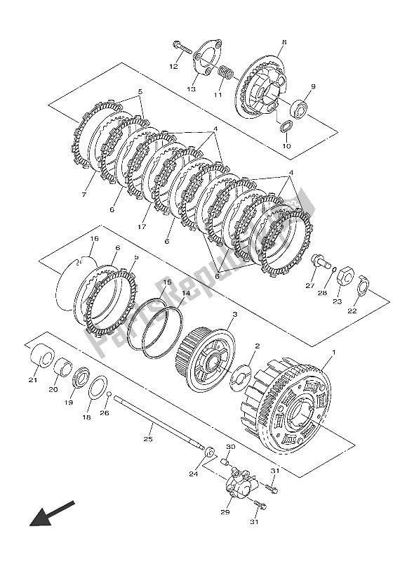 All parts for the Clutch of the Yamaha FJR 1300A 2016