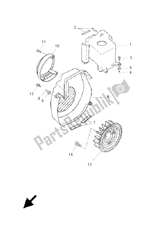 All parts for the Air Shroud & Fan of the Yamaha CW 50N 2011