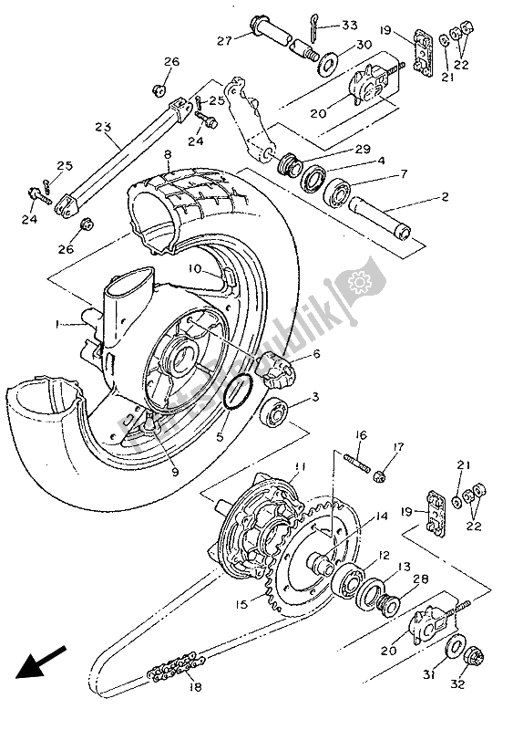 Wszystkie części do Tylne Ko? O Yamaha FJ 1200 1992