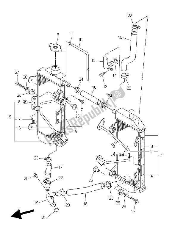 All parts for the Radiator & Hose of the Yamaha WR 450F 2009