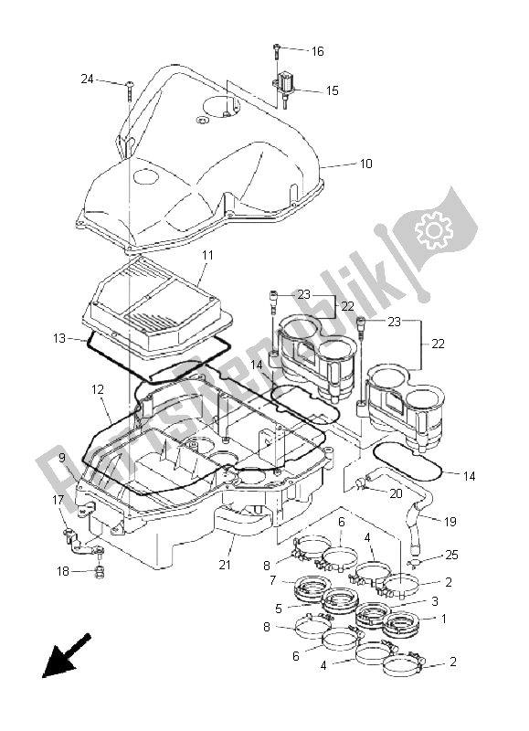 All parts for the Intake of the Yamaha FZ1 N Fazer 1000 2011