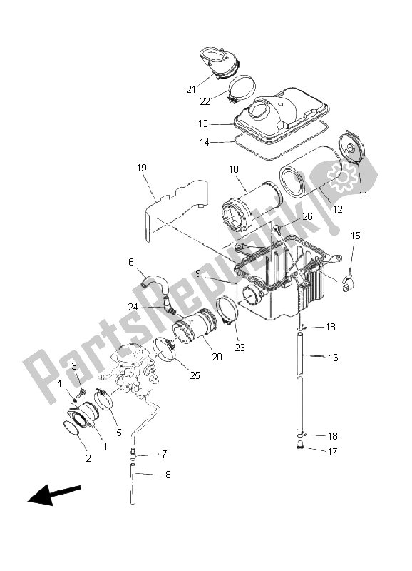 All parts for the Intake of the Yamaha YFM 450F Kodiak 4X4 2003