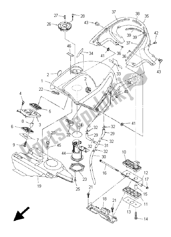 Alle onderdelen voor de Benzinetank van de Yamaha FJR 1300 AS 2011