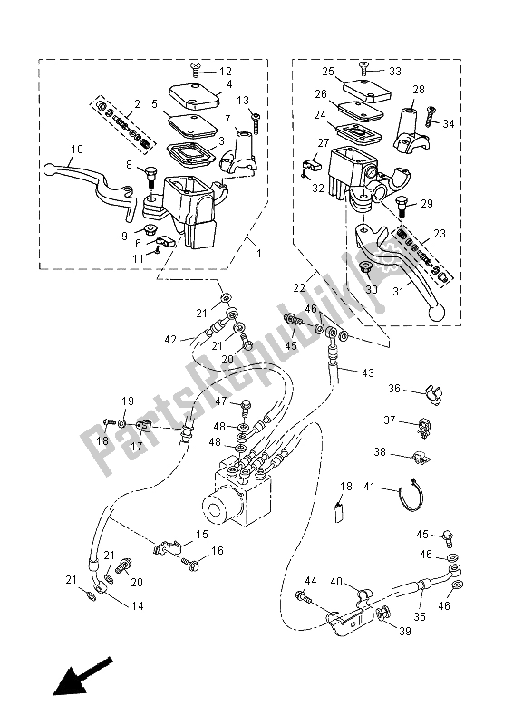 All parts for the Front Master Cylinder of the Yamaha YP 250 RA 2015