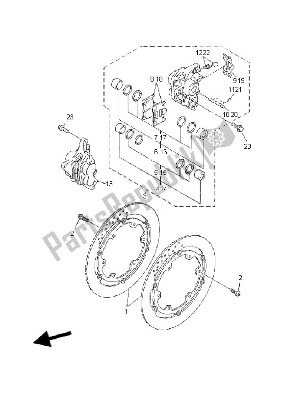 Alle onderdelen voor de Remklauw Voor van de Yamaha XJR 1300 2008