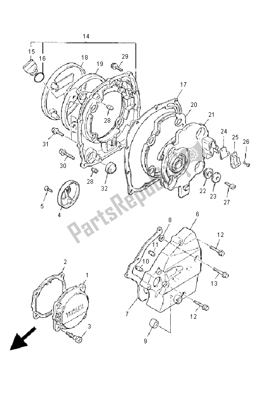 All parts for the Crankcase Cover 1 of the Yamaha XJR 1300 SP 2001