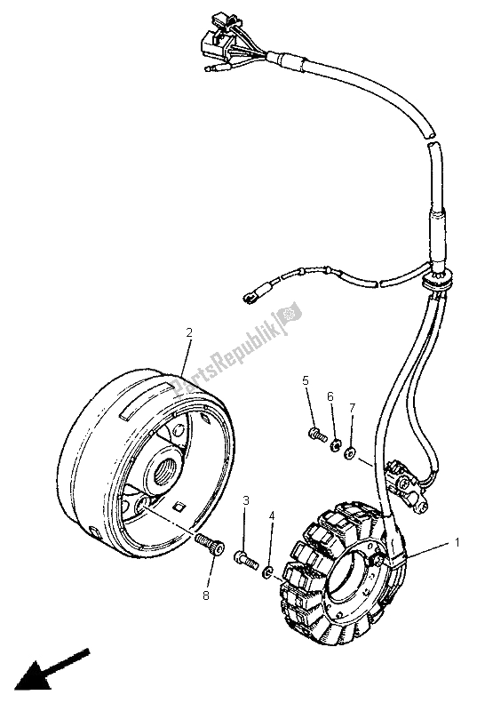 All parts for the Generator of the Yamaha XT 600E 1998